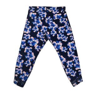 Old Navy Active Workout Leggings Blue Floral Pattern Women's Size XL